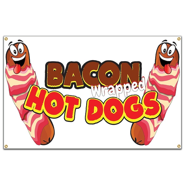 Signmission Bacon Wrapped Hot Dogs Banner Concession Stand Food Truck Single Sided B-96 Bacon Wrapped Hot Dogs19 - main